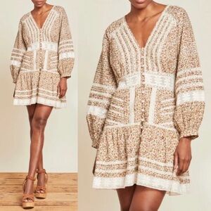 Veronica Beard Addilyn Floral V-Neck Long Sleeve Dress